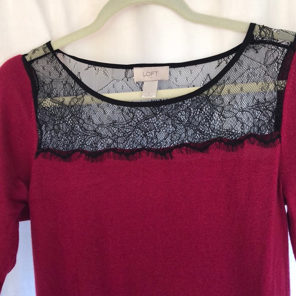 Loft Black Lace and Pink Sweater - Picture 2 of 2